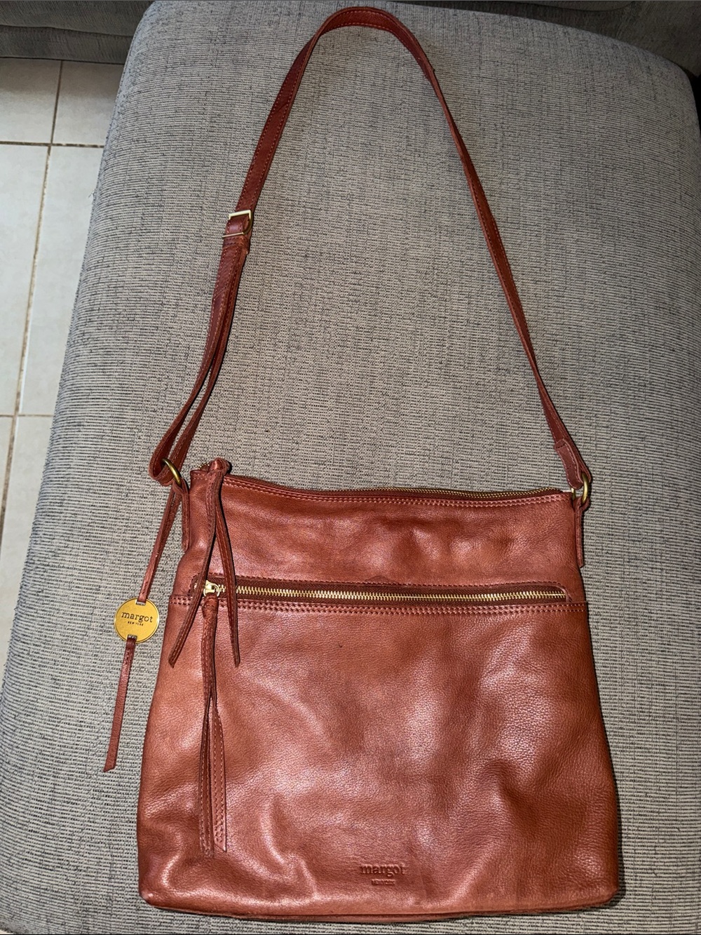 Margot Leather Zip-Front Crossbody Bag